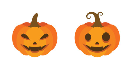 Vector Flat halloween pumpkins collection