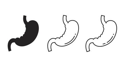 Stomach line and flat icons. Medical care icon. Vector illustration