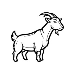 Elegant Black Line Art Goat Profile