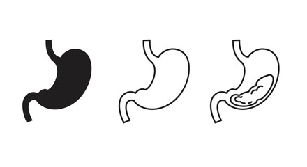 Stomach line and flat icons. Medical care icon. Vector illustration