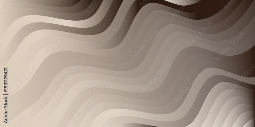 Poster minimalist abstract background with curved wave shapes in white and beige tones, creating a soft, el