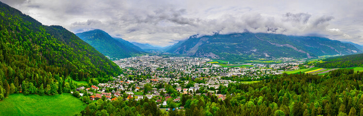 the historic swiss city of chur in a panorama