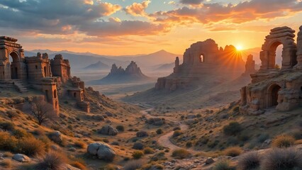 Fototapeta premium sunset in the mountains