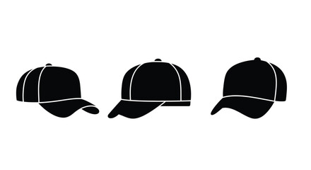 set of black Baseball hat logo icon design vector illustration