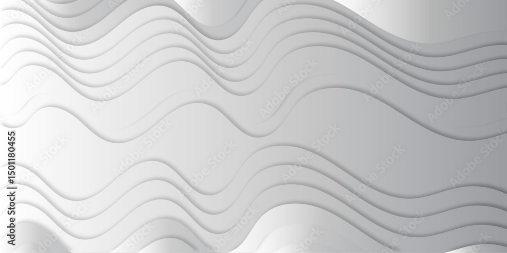 Poster minimalist abstract background with curved wave shapes in white and beige tones, creating a soft, el