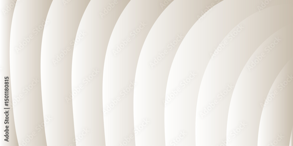 Poster minimalist abstract background with curved wave shapes in white and beige tones, creating a soft, el