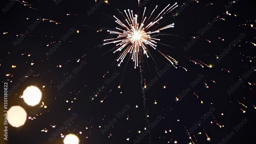 Poster fireworks exploding during a celebration, creating a spectacular show of lights and colors against t