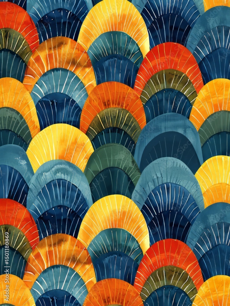 Aufkleber the image shows a seamless, geometric pattern composed of overlapping arches.