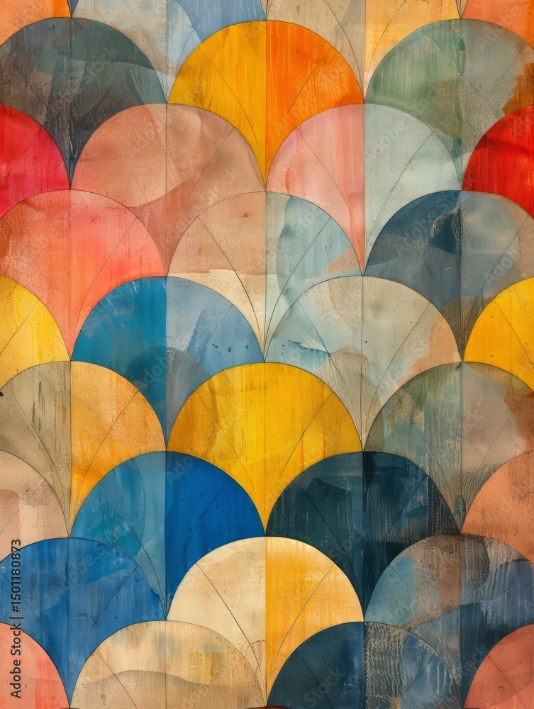 Aufkleber the image shows a seamless, geometric pattern composed of overlapping arches.