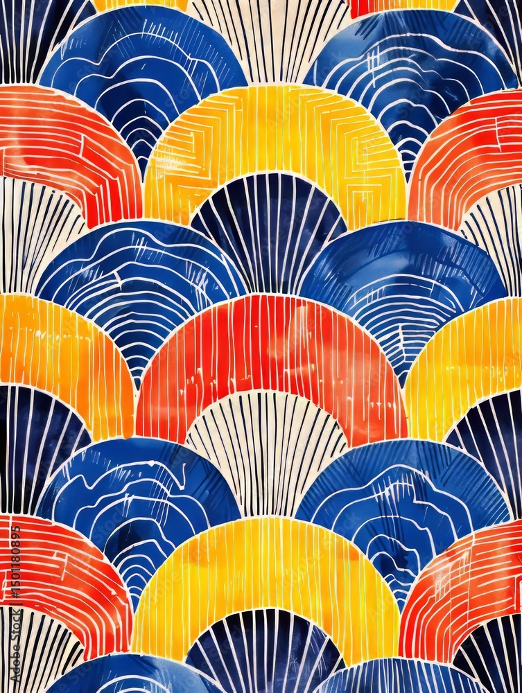 Aufkleber the image shows a seamless, geometric pattern composed of overlapping arches.
