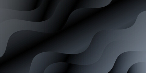  dark abstract background with smooth flowing curves wavey line and gradients. Shades of black and gray create a modern and elegant design. 