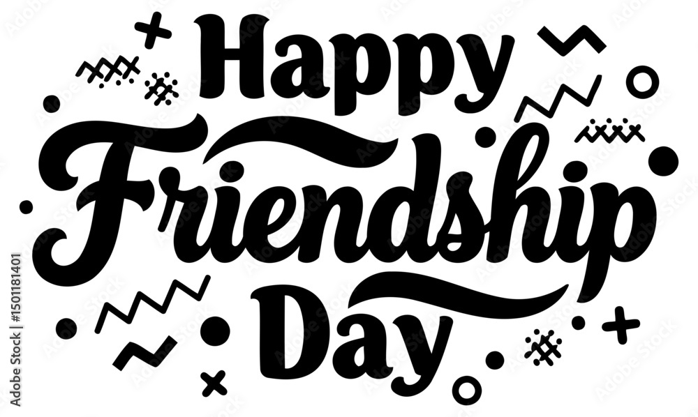 Poster happy friendship day graphic design with no demographic details in a white background. text design w