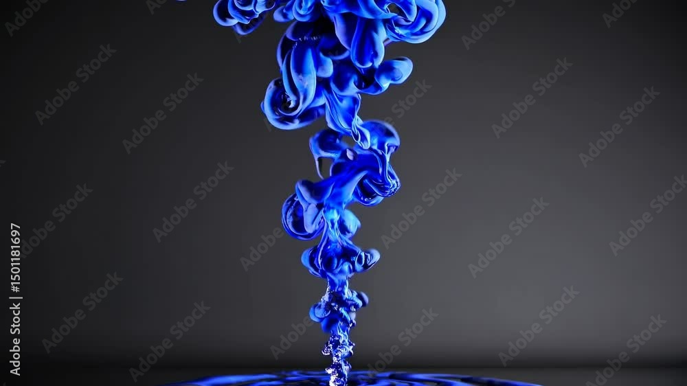 Aufkleber blue ink is swirling in water, creating abstract shapes against a dark background, offering a mesmer