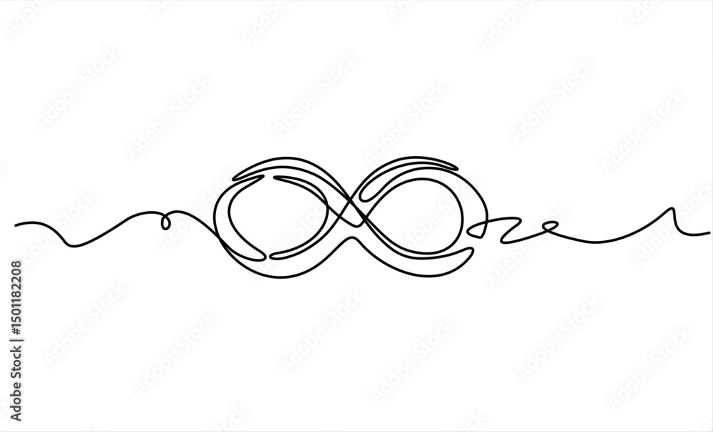 Poster the symbol of infinity is drawn with one continuous editable line. loop mobius icon and endless fore