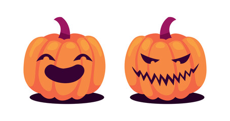 Vector Flat halloween pumpkins collection