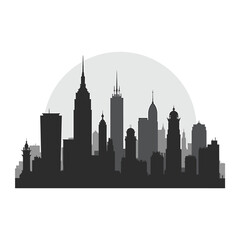 Obraz premium Cityscape Silhouette Modern Buildings, Skyscrapers, Urban Skyline