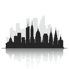 Naklejka premium Black Silhouette Cityscape Skyscrapers, Domes, and Towers