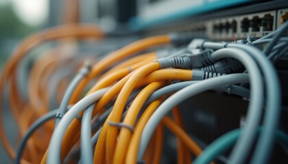 Intricate network of colorful cables