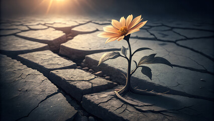 Hope Blooms: A Flower's Tenacity in Barren Ground