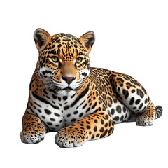Obraz premium Adult leopard sitting and looking at the camera, isolate on transparent background