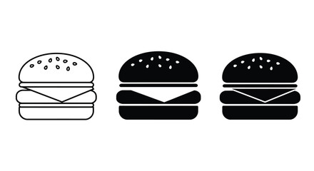 Burger vector icon set. hamburger illustration collection. Fast food Line art symbol.
