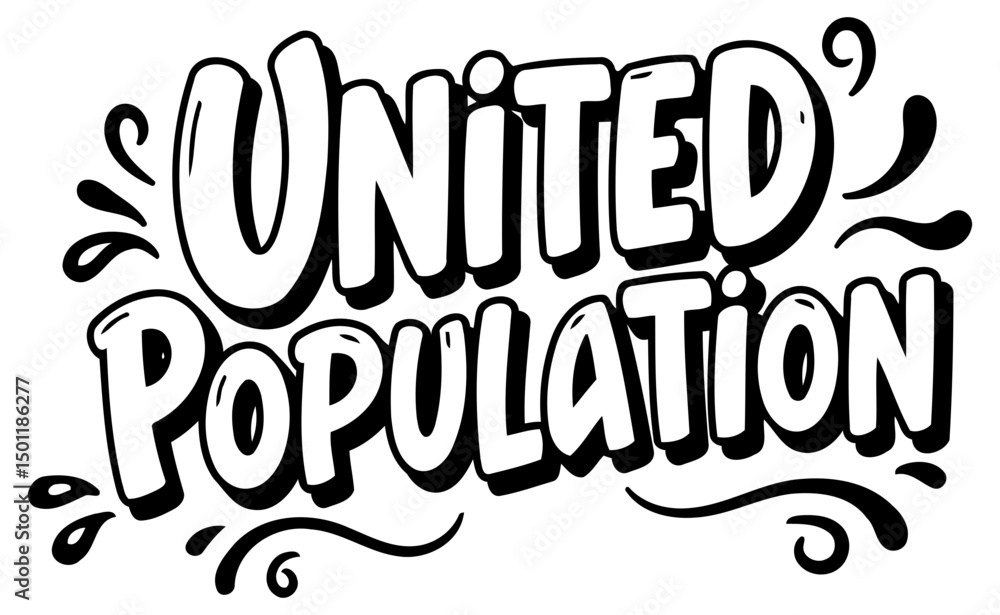Poster united population graphic design. stylish text design with whimsical elements. graphic design elemen