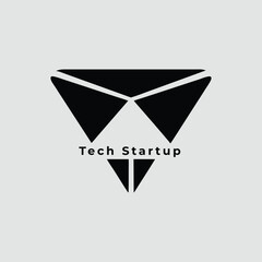 Abstract Black Triangle Tech Startup Logo Design