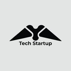 Abstract Tech Startup Logo Design with Wings