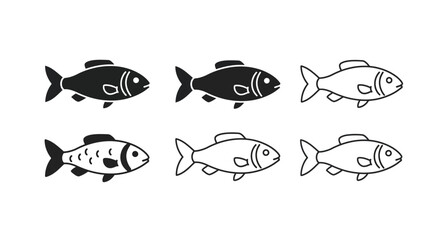 Fish vector icons. Vector fish. Fish illustration. Fishing symbols. Seafood icons.
