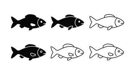 Fish vector icons. Vector fish. Fish illustration. Fishing symbols. Seafood icons.