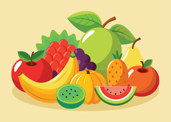 Fruit Vector Icon Set , There are Fruit Icons of Apple, Orange, Pineapple, Mango, strawberry, Blueberry, Watermelon, Banana and More.