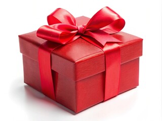 Obraz premium Red Gift Present Box With Red Ribbon Bow Collection Isolated On White Background 