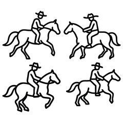 Black vector silhouette illustration of a jumping horse and rider, an equestrian sport