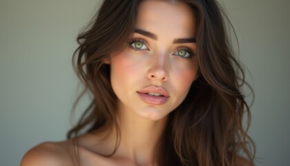 Naklejka premium Stunning portrait of a woman with captivating green eyes