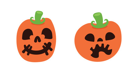 Vector Flat halloween pumpkins collection