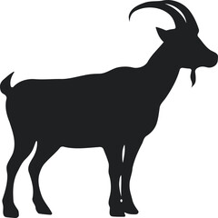 A striking silhouette of a goat, representing strength and resilience. This design is ideal for agricultural themes, educational materials, or any project celebrating livestock and rural life