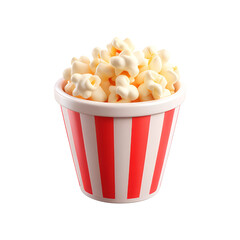 Popcorn in Red Striped Bucket 3D Icon – Glossy Minimal Emoji Style, Isolated PNG object