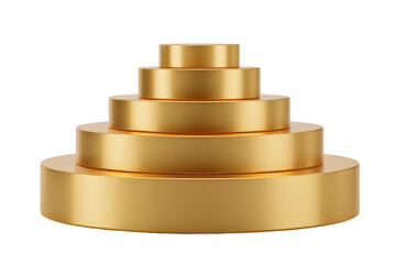 Gold tiered cylinder set isolated on transparent background