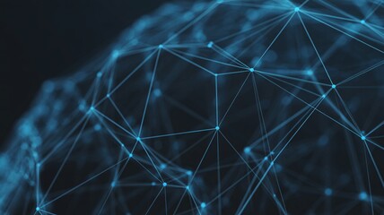 Abstract digital network with interconnected nodes and lines in vibrant blue tones.