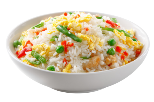 Rice dish, vibrant food isolated on transparent background