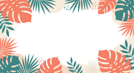 Colorful leaf frame vector illustration for holiday card decoration or floral banner design