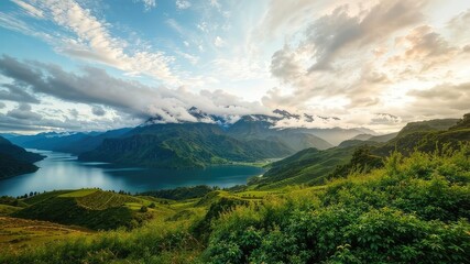 Serene Mountain Lake at Sunset