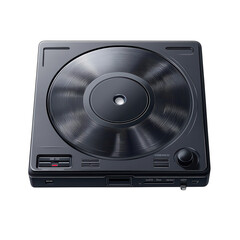 Fototapeta premium Black Vinyl Turntable Minimalist Design DJ Equipment Audio Technology on transparent background