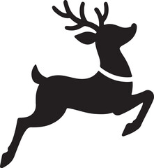 Silhouette vector of a reindeer jumping, ideal for Christmas designs, holiday decorations, festive cards, and seasonal winter projects.