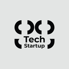 Abstract Tech Startup Logo Design with Semicircles