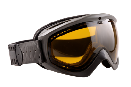 Goggles black and amber isolated on transparent background
