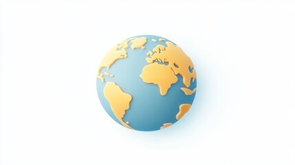 Naklejka premium Blue and gold world globe isolated on white background, a symbol of global connectivity