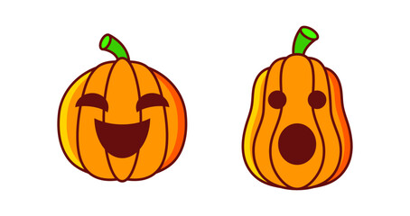 Vector Flat halloween pumpkins collection