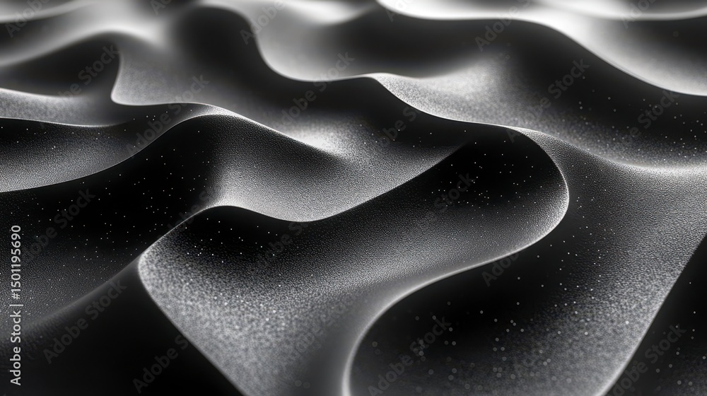 Aufkleber abstract black and white surface waves with tiny particles, creating a modern look