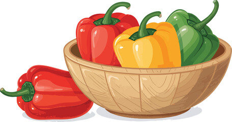 Capsicum in bowl in white background vector design, Capsicum illustration vector design